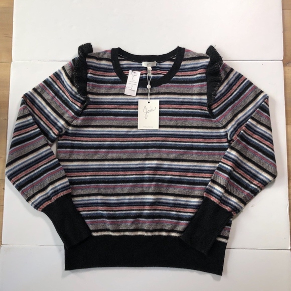 Joie Color Multi Stripe Wool Cashmere Sweater L - Picture 2 of 5